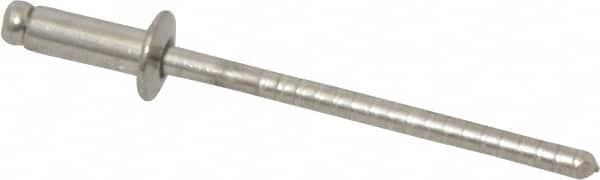 RivetKing - Size 42 Dome Head Stainless Steel Open End Blind Rivet - Stainless Steel Mandrel, 0.126" to 3/16" Grip, 1/4" Head Diam, 0.129" to 0.133" Hole Diam, 0.337" Length Under Head, 1/8" Body Diam - Americas Tooling