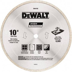 DeWALT - 10" Diam, 5/8" Arbor Hole Diam, Wet & Dry Cut Saw Blade - Diamond-Tipped, Standard Round Arbor - Americas Tooling