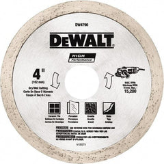 DeWALT - 4" Diam, 5/8 & 7/8" Arbor Hole Diam, Wet & Dry Cut Saw Blade - Diamond-Tipped, Standard Round Arbor - Americas Tooling