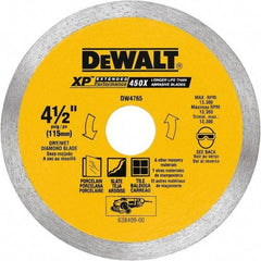 DeWALT - 4-3/8" Diam, 5/8 & 7/8" Arbor Hole Diam, Wet & Dry Cut Saw Blade - Diamond-Tipped, Standard Round Arbor - Americas Tooling