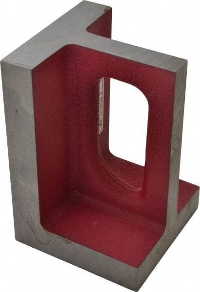 Suburban Tool - 1 Hole, 6" High x 4" Wide x 4" Deep, Right Angle Iron - Cast Iron, Machined, 7/8" Thick, Parallel & Square to within 0.002" per 6" - Americas Tooling