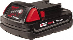 Milwaukee Tool - 18 Volt Lithium-Ion Power Tool Battery - 1.5 Ahr Capacity, 1/2 hr Charge Time, Series M18 RED - Americas Tooling