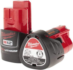 Milwaukee Tool - 12 Volt Lithium-Ion Power Tool Battery - 1.5 Ahr Capacity, 1/2 hr Charge Time, Series M12 RED - Americas Tooling