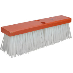 14″ Street Broom, 4″ Trim, White Polypropylene Fill, Orange Block - Americas Tooling