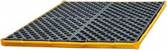 UltraTech - 22 Gal Sump, 6,000 Lb Capacity, 4 Drum, Polyethylene Spill Deck or Pallet - 48" Long x 48" Wide x 2-1/2" High, Yellow and Black, Low Profile, 2 x 2 Drum Configuration - Americas Tooling