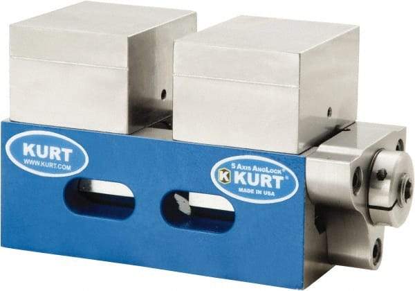 Kurt - 4" Jaw Width, 3-1/2" High x 8" Long x 4" Wide Vise - For Use with 5 Axis Workholding Systems - Americas Tooling