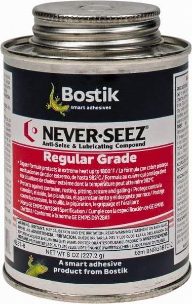 Bostik - 8 oz Can Extreme Pressure Anti-Seize Lubricant - Copper, -297 to 1,800°F, Silver Gray, Water Resistant - Americas Tooling