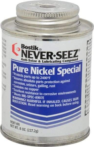 Bostik - 8 oz Can Extreme Pressure, High Temperature Anti-Seize Lubricant - Nickel, -297 to 2,400°F, Silver Colored, Water Resistant - Americas Tooling