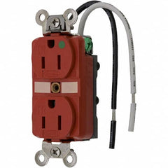 Hubbell Wiring Device-Kellems - 125V 15A NEMA 5-15R Hospital Grade Red Straight Blade Duplex Receptacle - Americas Tooling