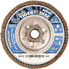 Weiler - 4-1/2" 40 Grit 5/8-11 Center Hole Type 29 Zirconia Alumina Flap Disc - Americas Tooling