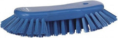 Vikan - 1.3" Bristle Length, Polyester Utility Scrub Brush - 7-3/4" Long x 3" Wide Head, 8" OAL, Blue, Polypropylene Block - Americas Tooling