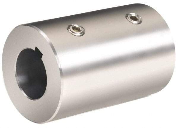 Climax Metal Products - 35mm Inside x 63mm Outside Diam, Metric Set Screw Rigid Coupling with Keyway - 114mm Long x 10mm Keyway Width x 3.3mm Keyway Depth - Americas Tooling