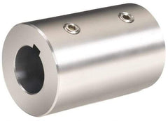 Climax Metal Products - 25mm Inside x 50mm Outside Diam, Metric Set Screw Rigid Coupling with Keyway - 76mm Long x 8mm Keyway Width x 3.3mm Keyway Depth - Americas Tooling