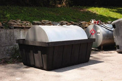 Eagle - 635 Gal Sump, 10,000 Lb Capacity, 1 Drum, Polyethylene Spill Deck or Pallet - 88" Long x 62" Wide x 33" High, Black, Drain Included, Horizontal, 1 Tank Drum Configuration - Americas Tooling