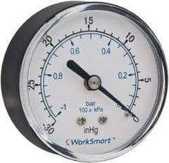 Value Collection - 2-1/2" Dial, 1/4 Thread, 30-0 Scale Range, Pressure Gauge - Center Back Connection Mount, Accurate to 3-2-3% of Scale - Americas Tooling