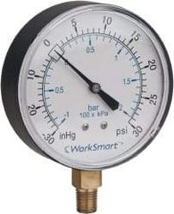 Value Collection - 1-1/2" Dial, 1/8 Thread, 0-100 Scale Range, Pressure Gauge - Lower Connection Mount, Accurate to 3-2-3% of Scale - Americas Tooling