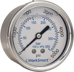 Value Collection - 2" Dial, 1/4 Thread, 30-0 Scale Range, Pressure Gauge - Center Back Connection Mount, Accurate to 3-2-3% of Scale - Americas Tooling