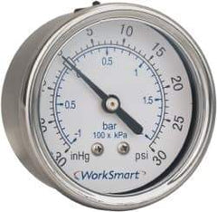 Value Collection - 2-1/2" Dial, 1/4 Thread, 0-200 Scale Range, Pressure Gauge - Center Back Connection Mount, Accurate to 3-2-3% of Scale - Americas Tooling