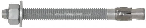 Powers Fasteners - 1/2" Diam, 1/2" Drill, 7" OAL, 3-3/8" Min Embedment Wedge Expansion Concrete Anchor - Steel, Galvanized Finish, Hex Nut Head, Hex Drive, 2-3/4" Thread Length - Americas Tooling