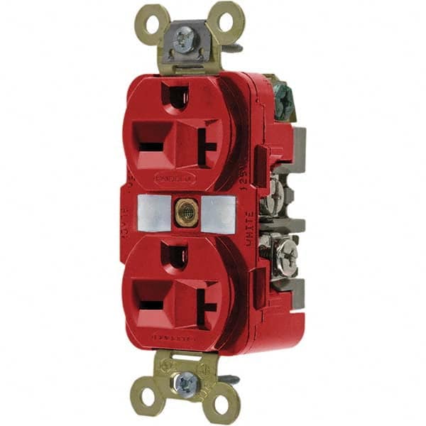 Hubbell Wiring Device-Kellems - 250V 20A NEMA 6-20R Industrial Grade Red Straight Blade Duplex Receptacle - Americas Tooling