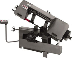 Jet - 9 x 16" Max Capacity, Manual Variable Speed Pulley Horizontal Bandsaw - 100 to 350 SFPM Blade Speed, 460 Volts, 45°, 3 Phase - Americas Tooling