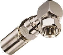 Ideal - 75 Ohm, Right Angle, Jack to Plug Coupler Twist On Coaxial Connector - Brass Body - Americas Tooling