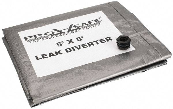 PRO-SAFE - Tarp-Shaped Light Duty Roof Leak Diverter - 5' Long x 5' Wide x 10 mil Thick, Black - Americas Tooling