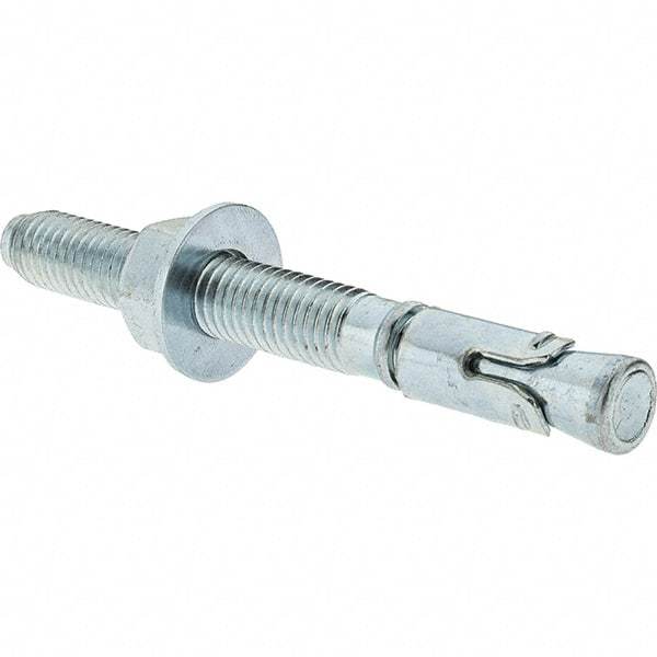 Value Collection - 1/2" Diam, 1/2" Drill, 4-1/2" OAL, Wedge Expansion Concrete Anchor - 1018 Steel, Zinc-Plated Finish, Hex Nut Head, Hex Drive, 2-3/4" Thread Length - Americas Tooling