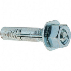 Value Collection - 3/8" Diam, 3/8" Drill, 2" OAL, Wedge Expansion Concrete Anchor - Steel, Zinc-Plated Finish, Hex Nut Head, Hex Drive, 3/4" Thread Length - Americas Tooling