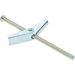 Value Collection - 3/16" Diam, 4" Long, Toggle Bolt Drywall & Hollow Wall Anchor - Steel, Use with Concrete/Masonry, Hollow Tile, Plaster & Wallboard - Americas Tooling