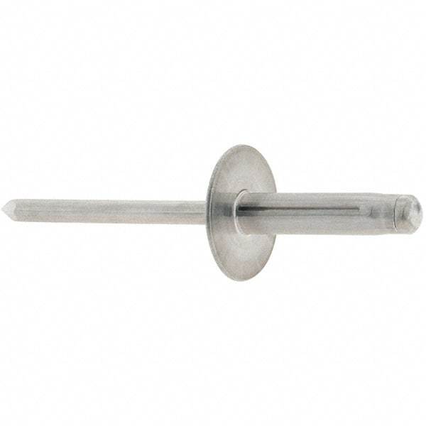 RivetKing - Large Flange Head Aluminum Peel Blind Rivet - Aluminum Mandrel, 0.063" to 1/4" Grip, 3/16" Body Diam - Americas Tooling