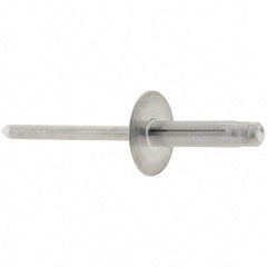 RivetKing - Large Flange Head Aluminum Peel Blind Rivet - Aluminum Mandrel, 0.063" to 1/4" Grip, 3/16" Body Diam - Americas Tooling