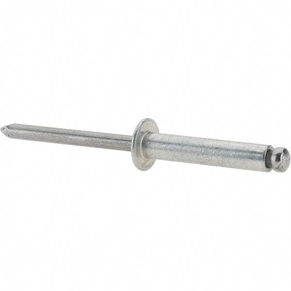 Value Collection - Size 612 Dome Head Steel Open End Blind Rivet - Steel Mandrel, 0.626" to 3/4" Grip, 3/8" Head Diam, 0.192" to 0.196" Hole Diam, 0.95" Length Under Head, 3/16" Body Diam - Americas Tooling