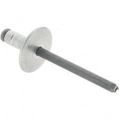 RivetKing - Large Flange Head Aluminum Open End Blind Rivet - Steel Mandrel, 0.063" to 0.252" Grip, 0.44" Length Under Head, 3/16" Body Diam - Americas Tooling