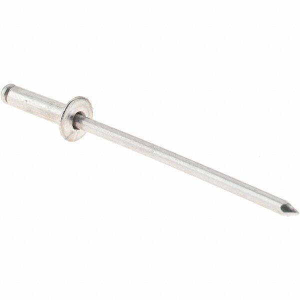 Value Collection - Size 34 Dome Head Aluminum Open End Blind Rivet - Aluminum Mandrel, 0.126" to 1/4" Grip, 0.188" Head Diam, 0.097" to 0.1" Hole Diam, 3/8" Length Under Head, 3/32" Body Diam - Americas Tooling