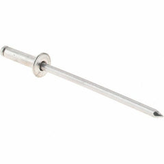 Value Collection - Size 34 Dome Head Aluminum Open End Blind Rivet - Aluminum Mandrel, 0.126" to 1/4" Grip, 0.188" Head Diam, 0.097" to 0.1" Hole Diam, 3/8" Length Under Head, 3/32" Body Diam - Americas Tooling