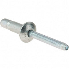 Value Collection - Truss Head Steel Structural Blind Rivet - Steel Mandrel, 0.08" to 3/8" Grip, 0.592" Head Diam, 0.261" to 0.272" Hole Diam, 0.56" Length Under Head, 1/4" Body Diam - Americas Tooling