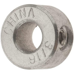 Value Collection - 3/16" Bore, Stainless Steel, Set Screw Shaft Collar - 7/16" Outside Diam, 1/4" Wide - Americas Tooling