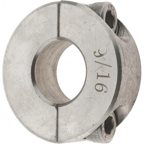 Value Collection - 9/16" Bore, Stainless Steel, Two Piece Shaft Collar - 1-5/16" Outside Diam, 7/16" Wide - Americas Tooling