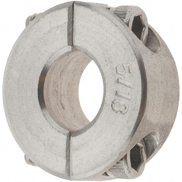 Value Collection - 5/16" Bore, Stainless Steel, Two Piece Shaft Collar - 11/16" Outside Diam, 5/16" Wide - Americas Tooling