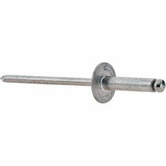 Value Collection - Size 46 Large Flange Dome Head Aluminum Open End Blind Rivet - Steel Mandrel, 0.251" to 3/8" Grip, 3/8" Head Diam, 0.129" to 0.133" Hole Diam, 0.525" Length Under Head, 1/8" Body Diam - Americas Tooling