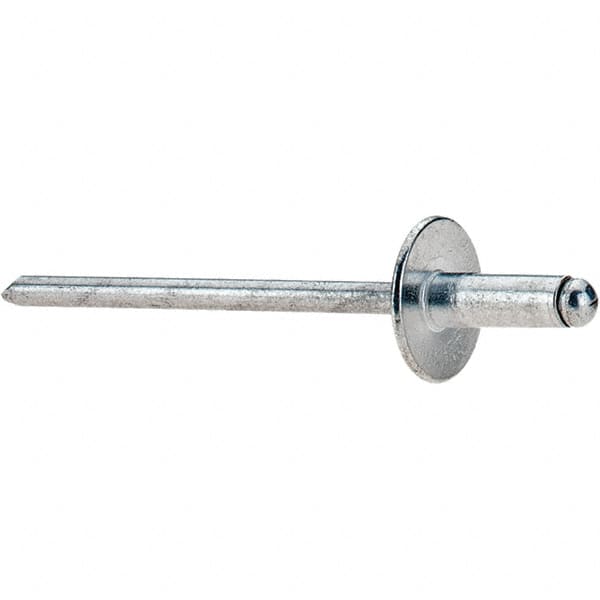 Value Collection - Size 43 Large Flange Dome Head Aluminum Open End Blind Rivet - Aluminum Mandrel, 0.126" to 0.187" Grip, 3/8" Head Diam, 0.129" to 0.133" Hole Diam, 0.337" Length Under Head, 1/8" Body Diam - Americas Tooling