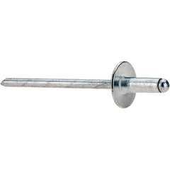 Value Collection - Size 43 Large Flange Dome Head Aluminum Open End Blind Rivet - Aluminum Mandrel, 0.126" to 0.187" Grip, 3/8" Head Diam, 0.129" to 0.133" Hole Diam, 0.337" Length Under Head, 1/8" Body Diam - Americas Tooling