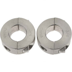 Value Collection - 3/4" Bore, Stainless Steel, Two Piece Shaft Collar - 1-1/2" Outside Diam, 1/2" Wide - Americas Tooling