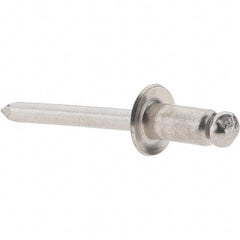 Value Collection - Size 84 Dome Head Stainless Steel Open End Blind Rivet - Stainless Steel Mandrel, 0.062" to 1/4" Grip, 1/2" Head Diam, 0.257" to 0.261" Hole Diam, 1/2" Length Under Head, 1/4" Body Diam - Americas Tooling