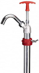 PRO-LUBE - Oil Lubrication 0.04 Strokes/oz Flow Steel & Cast Iron Lever Hand Pump - For 55 Gal Container, Use with High Viscosity Petroleum Based Media & Lacquer Thinner, Do Not Use with Corrosive Media, Gasoline & Water-Based Media - Americas Tooling