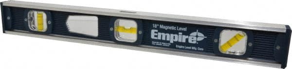 Empire Level - Magnetic 18" Long 3 Vial I-Beam Level - Aluminum, Blue, 1 45°, 1 Level & 1 Plumb Vials - Americas Tooling