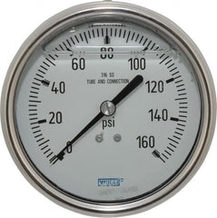 Wika - 4" Dial, 1/4 Thread, 0-160 Scale Range, Pressure Gauge - Lower Back Connection Mount, Accurate to 1% of Scale - Americas Tooling