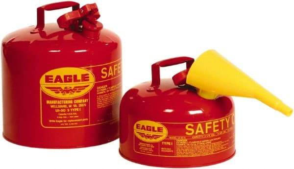 Eagle - 2 Gal Galvanized Steel Type I Safety Can - 9-1/2" High x 11-1/4" Diam, Red - Americas Tooling