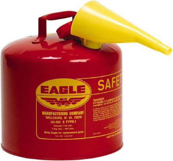 Eagle - 5 Gal Galvanized Steel Type I Safety Can - 13-1/2" High x 12-1/2" Diam, Red - Americas Tooling